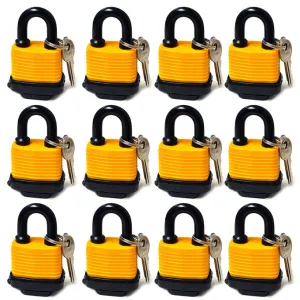 12 Pc Heavy Duty Padlocks 40mm Waterproof Keyed Pad Locks Home Security Durable
