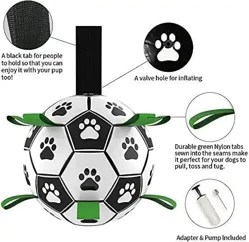 1919cm Interactive Dog Toy Soccer Ball with Rope | Outdoor Fetch & Tug Play | Training & Exercise Pet Toy