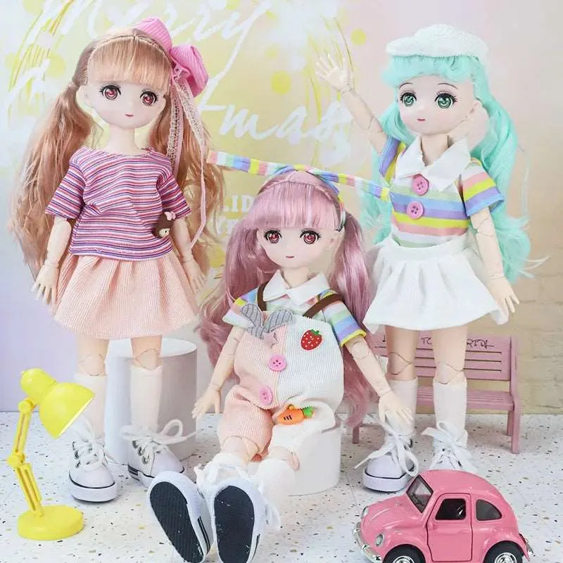 30cm Customizable Anime Eye BJD Doll with Articulated Joints & Accessories