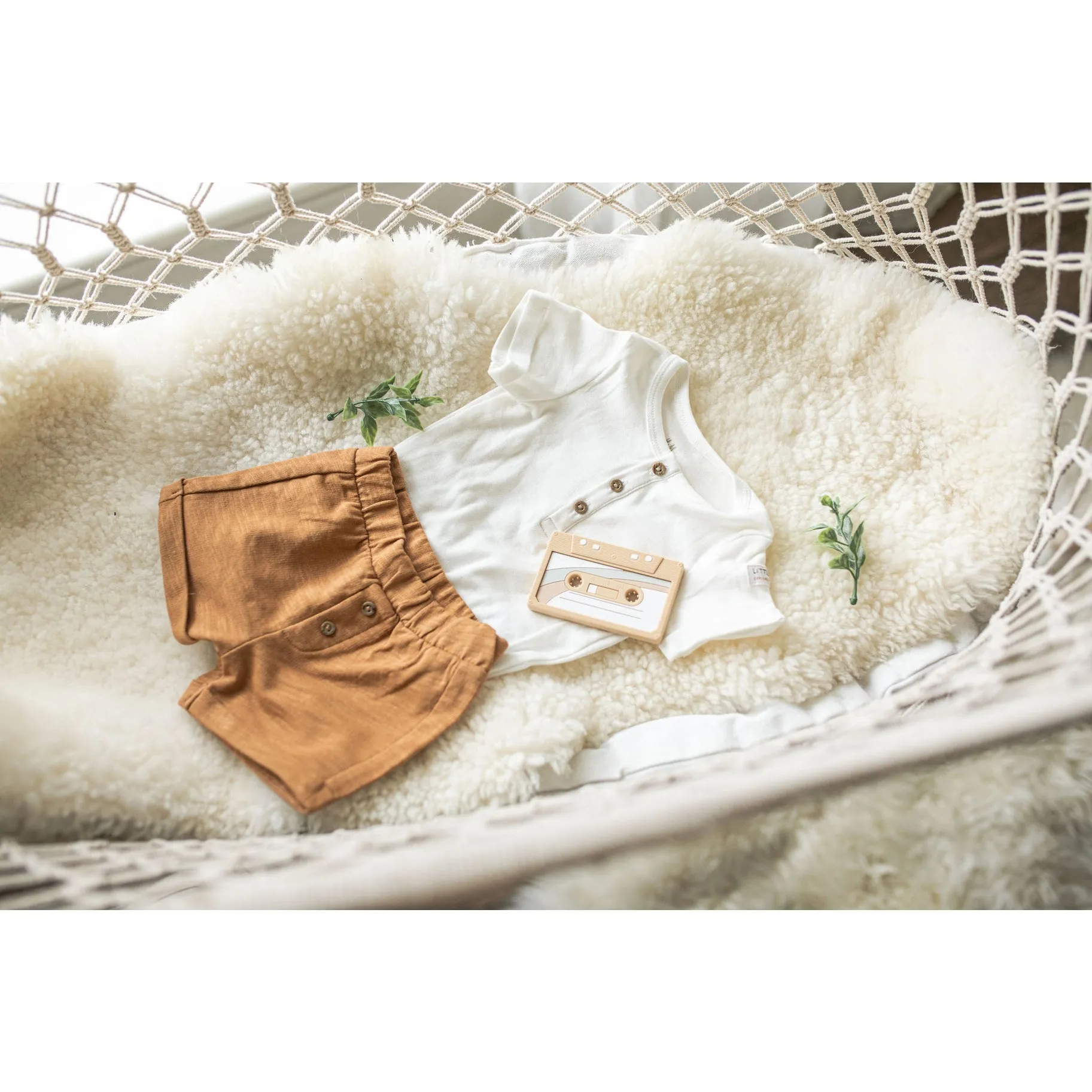 Cassette Tape Teether with Clip - Oatmeal by Gummy Chic