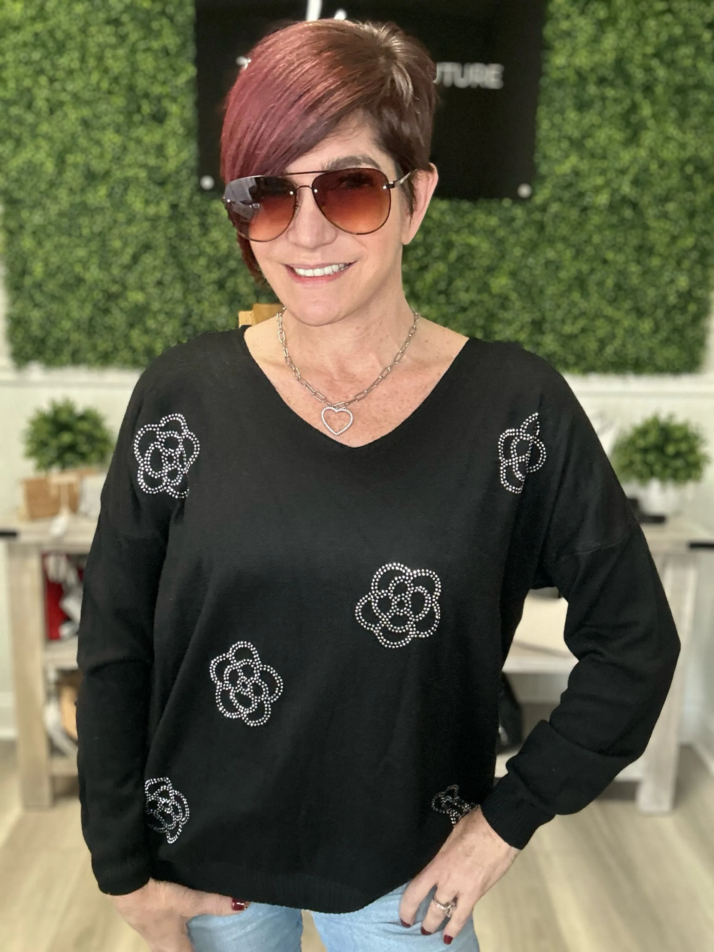 Chaneling Flower Sweater