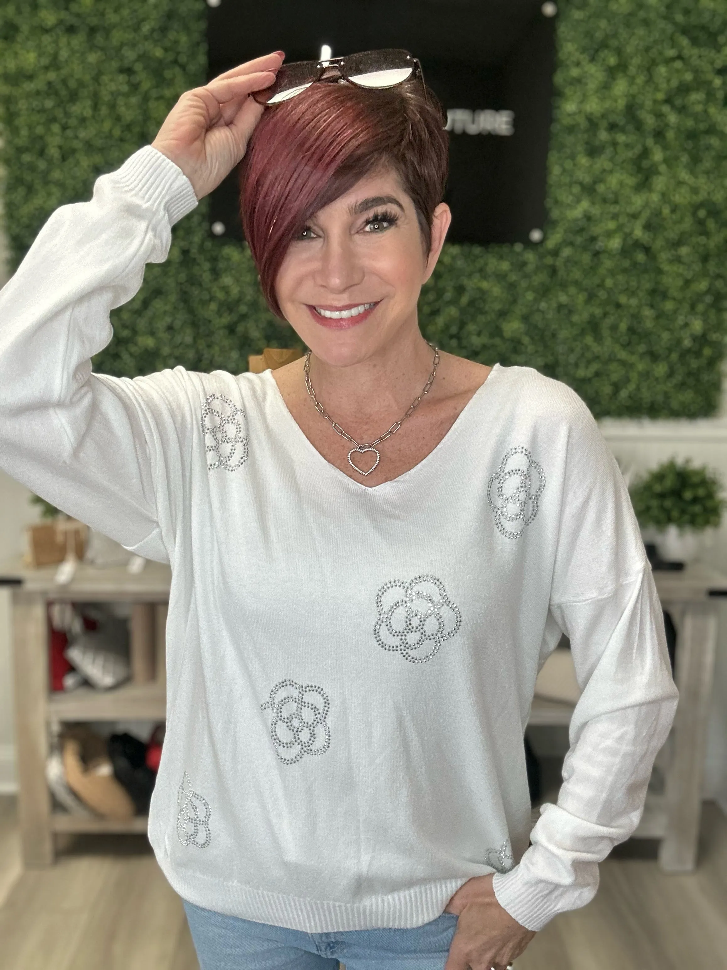 Chaneling Flower Sweater
