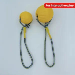 Durable Pet Training Toy Ball With Rope For Tug, Pull, And Chew - Perfect For Interactive Play And Dental Health