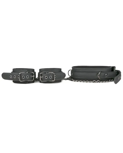 Easy Toys Leather Collar W-handcuffs - Black