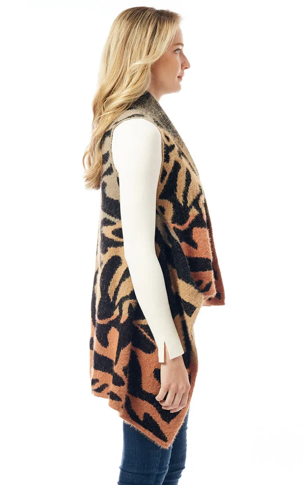 LOF1298 Animal Printed Soft Fuzzy Vest