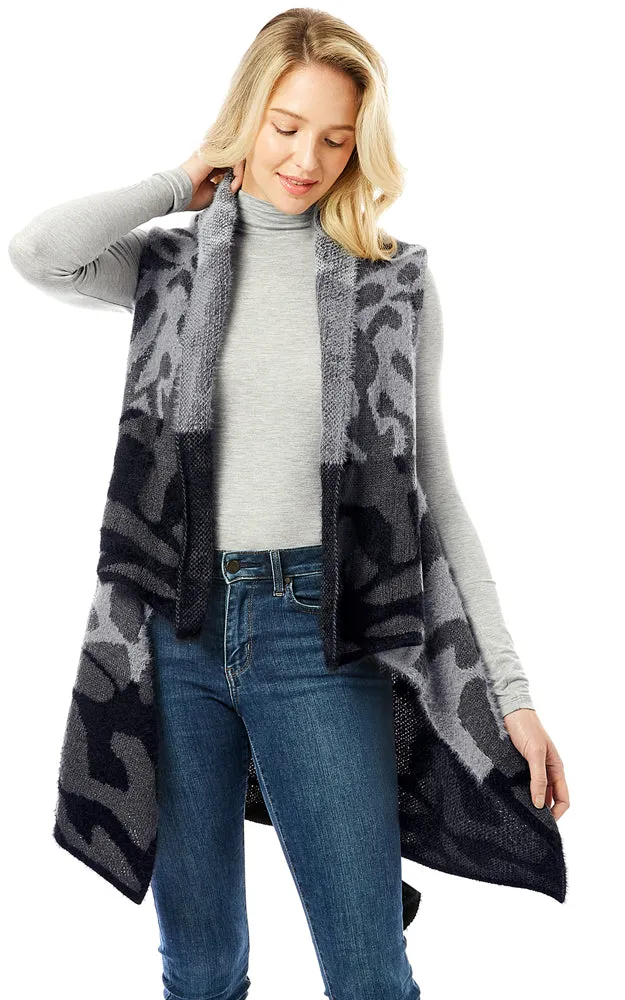 LOF1298 Animal Printed Soft Fuzzy Vest