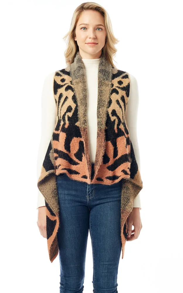 LOF1298 Animal Printed Soft Fuzzy Vest