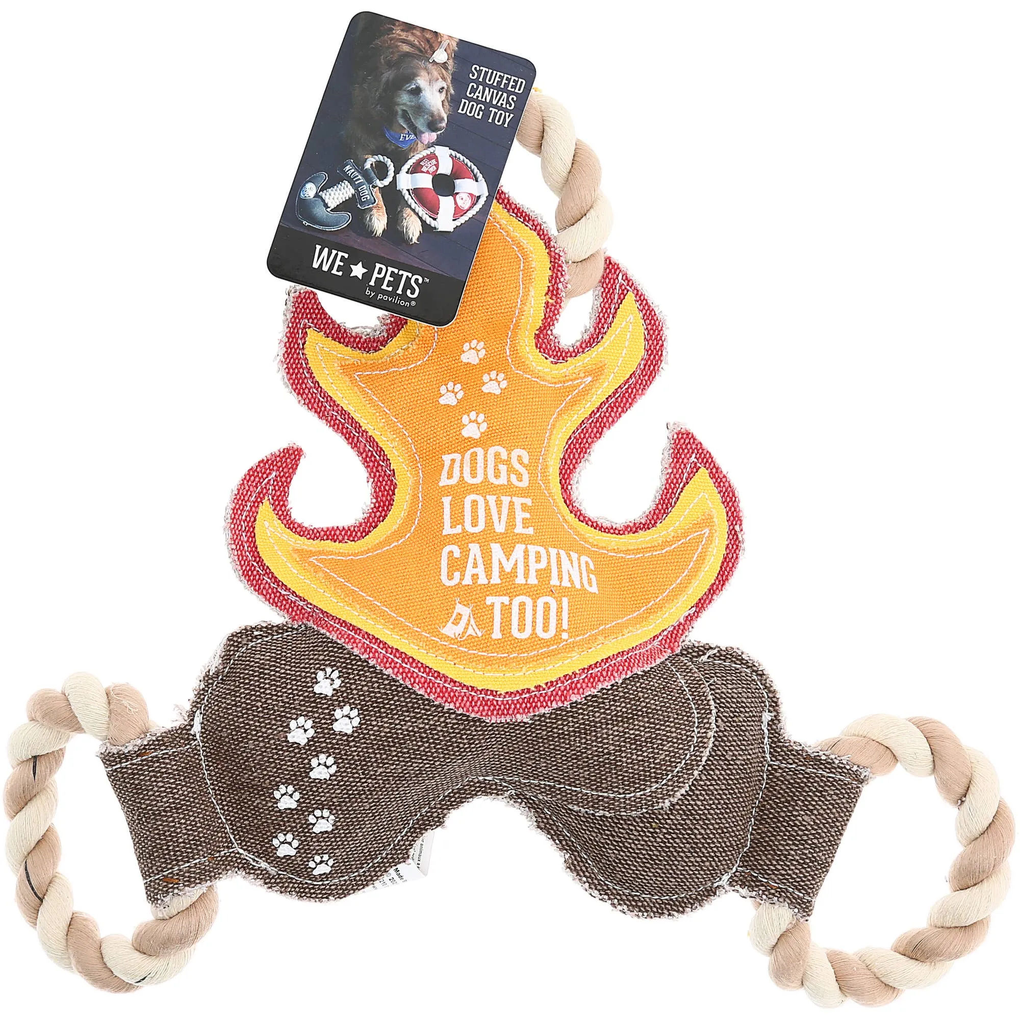 NEW!! Camping Dog - 12" Canvas Dog Toy on Rope