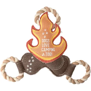 NEW!! Camping Dog - 12" Canvas Dog Toy on Rope