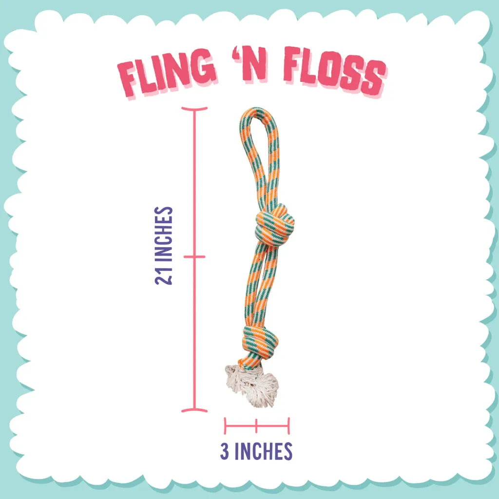 Snugarooz Fling N Floss Tug & Fetch Rope Dog Toy, assorted colors (22")